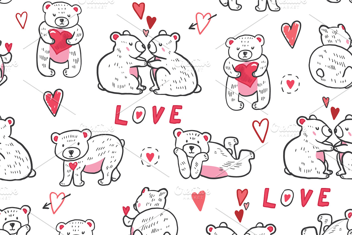 Be mine Teddy Bear Valentine, a Pattern Graphic by GooseFrol (Photo 9 of 9)