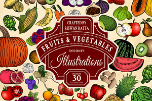 Hand-drawn Fruit and Vegetable Set