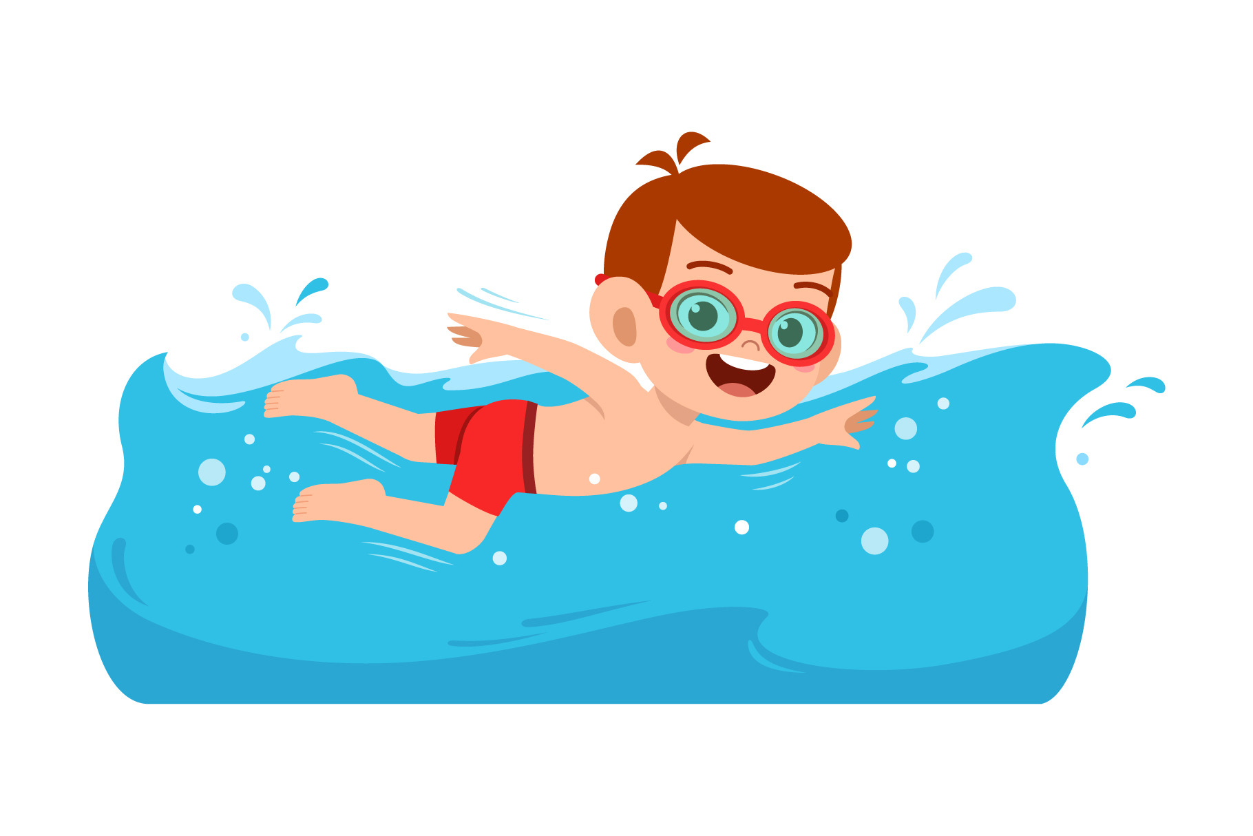 kid swimming in the pool, an Education Illustration by Colorfuel Studio