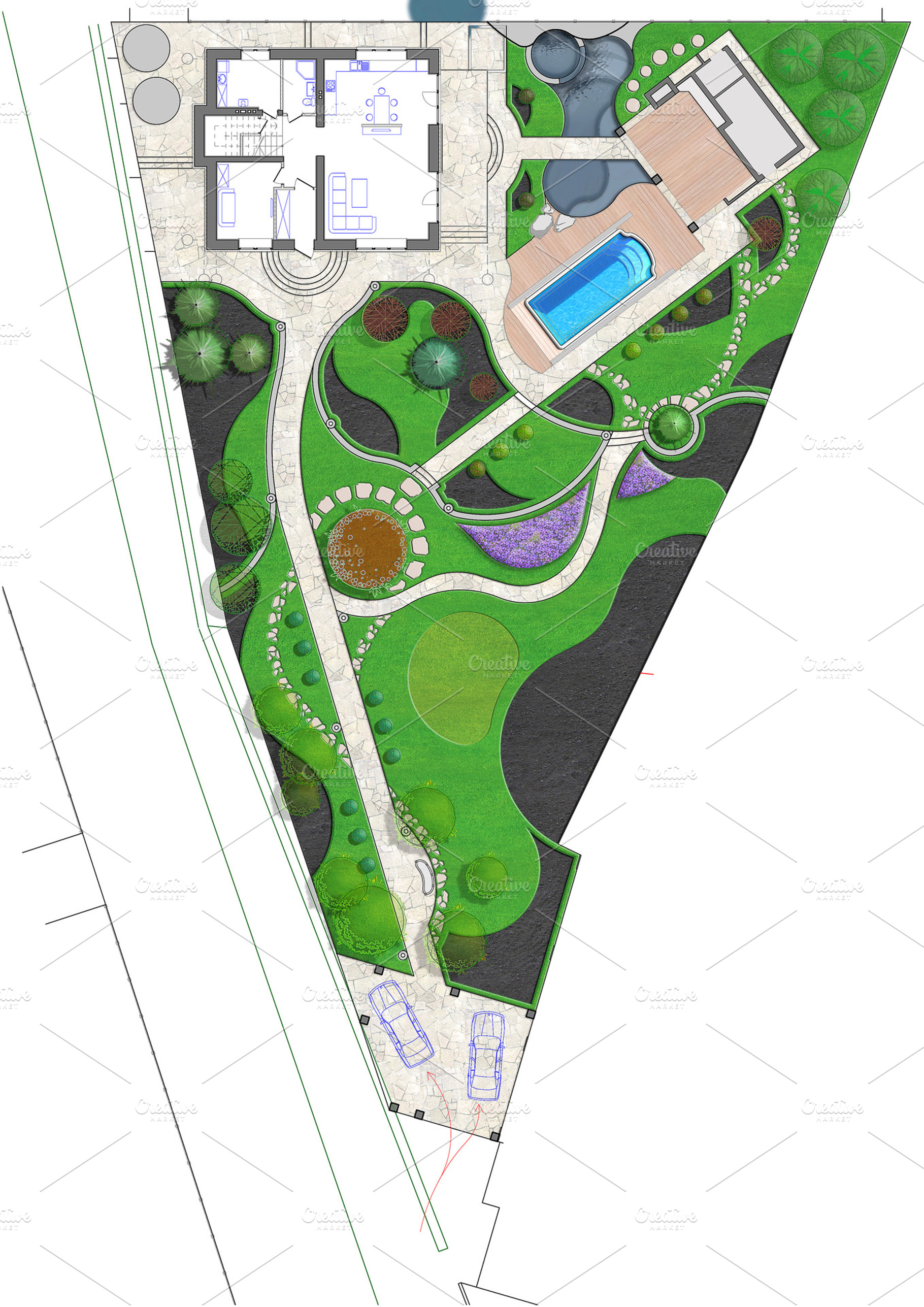 Landscaping site development plan featuring landscape, functional, and, an Architecture Photo by ThreeDiCube