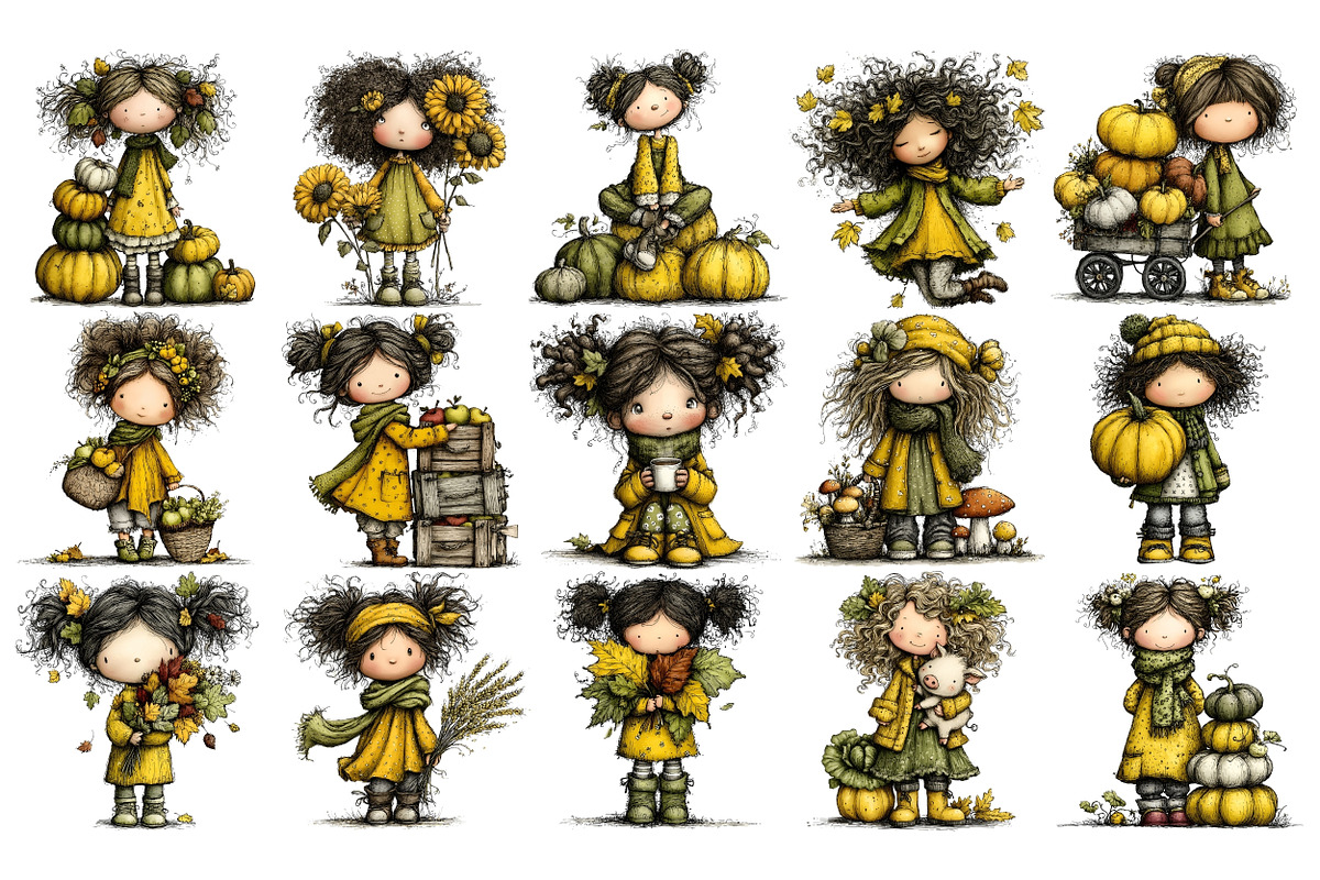 Autumn Girl PNG Clipart Bundle, a Seasonal Illustration by Nicolle's Colorful Art (Photo 4 of 5)