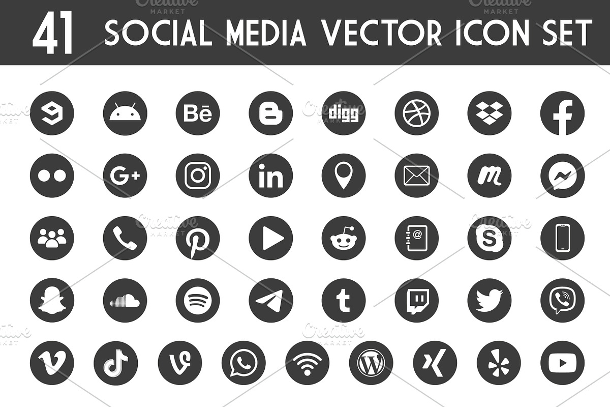 41 Icons Social Media Vector pack, an Icon by FourLeafLover (Photo 5 of 6)
