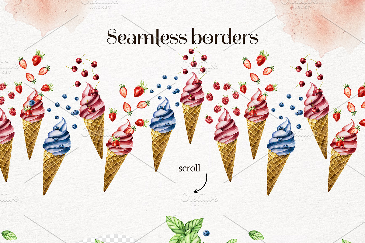 Ice cream watercolor collection, a Food Illustration by Navenzeles (Photo 9 of 12)