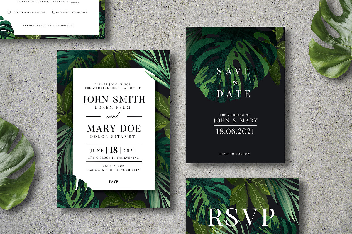 Tropical Wedding Invitation Suite, an Invitation Template by Vynetta (Photo 1 of 5)