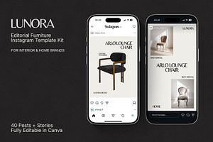 LUNORA — Editorial Furniture IG Kit, a Social Media Template by ShowUp! Studio