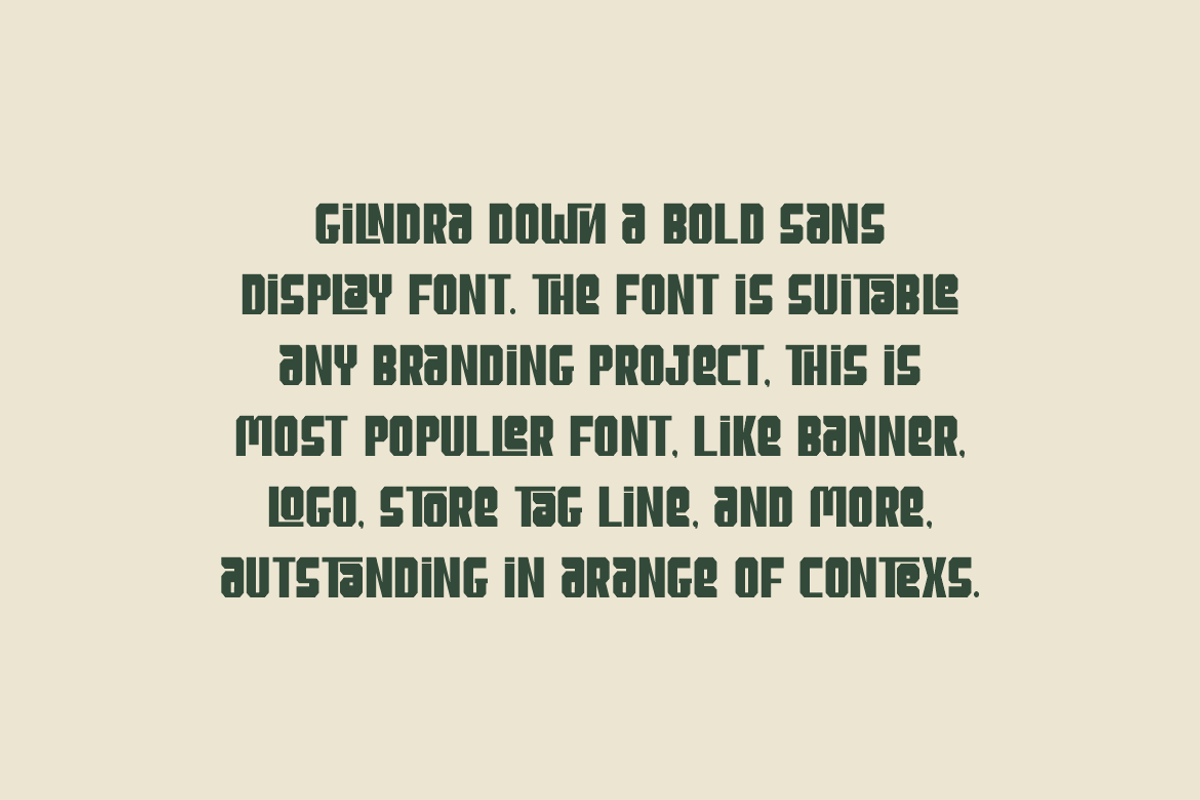 Gilndra Down - Thick & Bold Font, a Sans Serif Font by Iqsiart Studio (Photo 2 of 7)