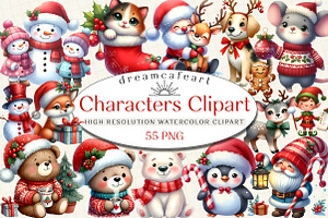 Watercolor Characters Clipart, an Illustration by DreamCafeArt