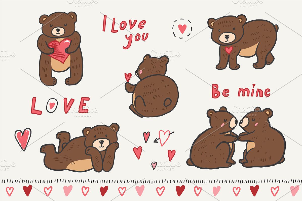 Be mine Teddy Bear Valentine, a Pattern Graphic by GooseFrol (Photo 3 of 9)