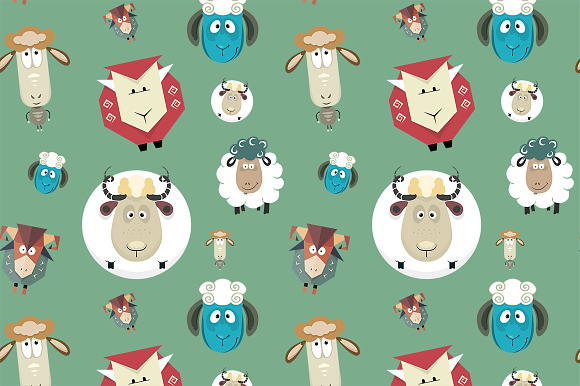 Seamless pattern of cartoon sheeps preview 2