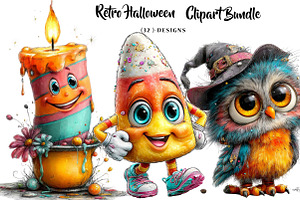 Retro Halloween Bundle, a Seasonal Illustration by CreationArt