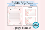 Pink Party Planner Printable PDF, a Stationery Template by Pixels N Bows (Thumbnail 1 of 3)