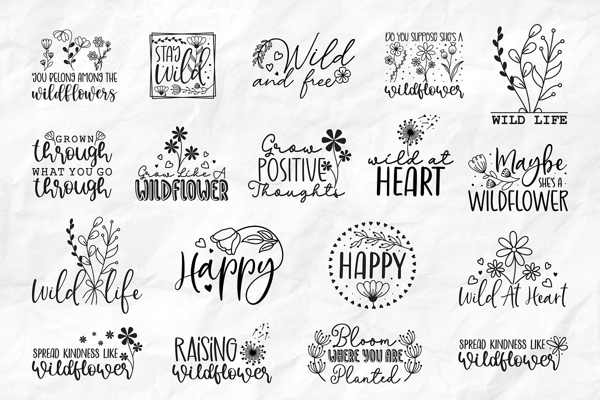 Wildflower Quotes SVG Bundle, a Graphic by CraftlabSVG (Photo 2 of 18)