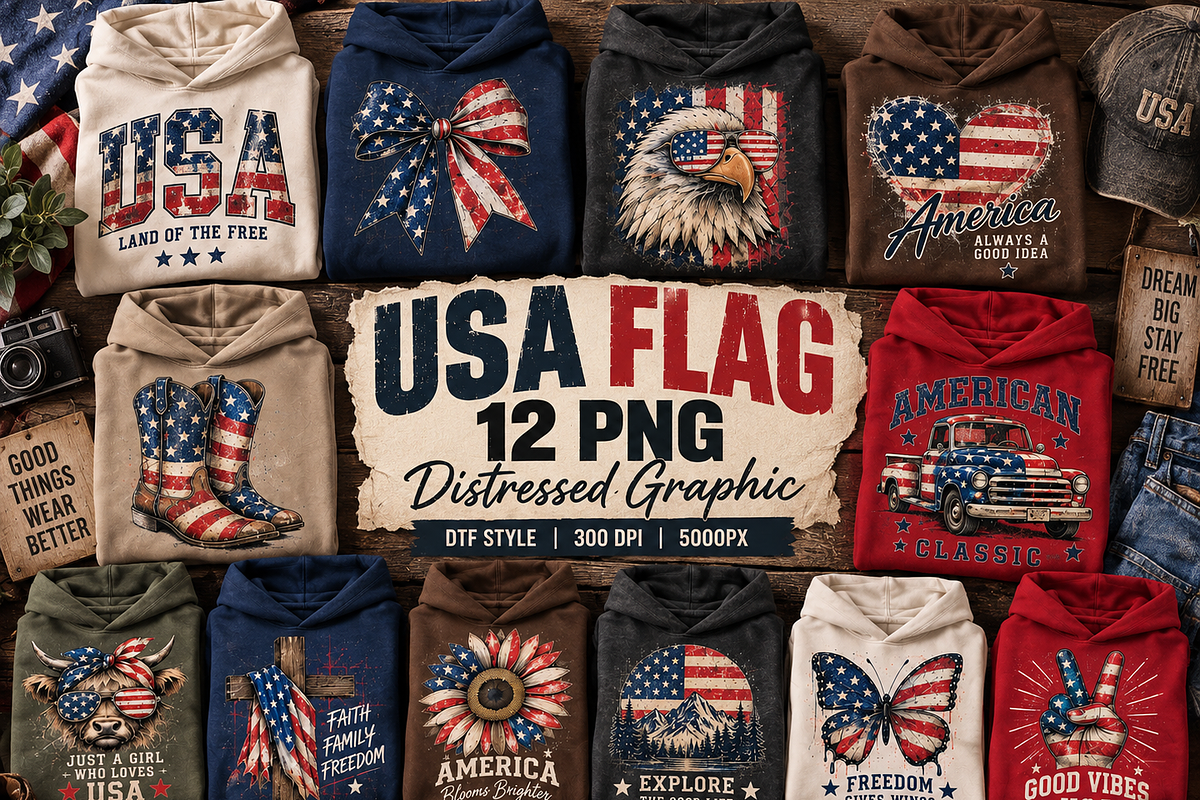 USA Distressed Patriotic Graphics, a Decorative Illustration by ElDesignState (Photo 4 of 11)