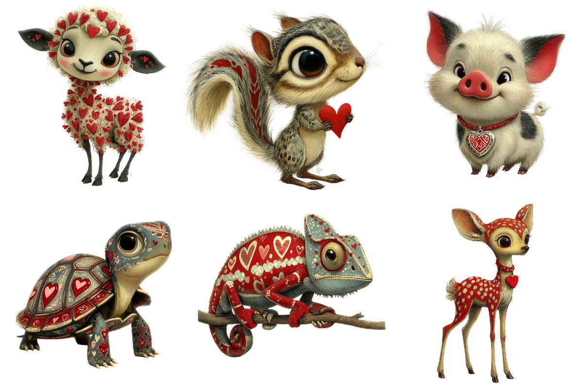 Whimsical Valentine Baby Animals, an Illustration by DreamArtGraphic (Photo 3 of 4)