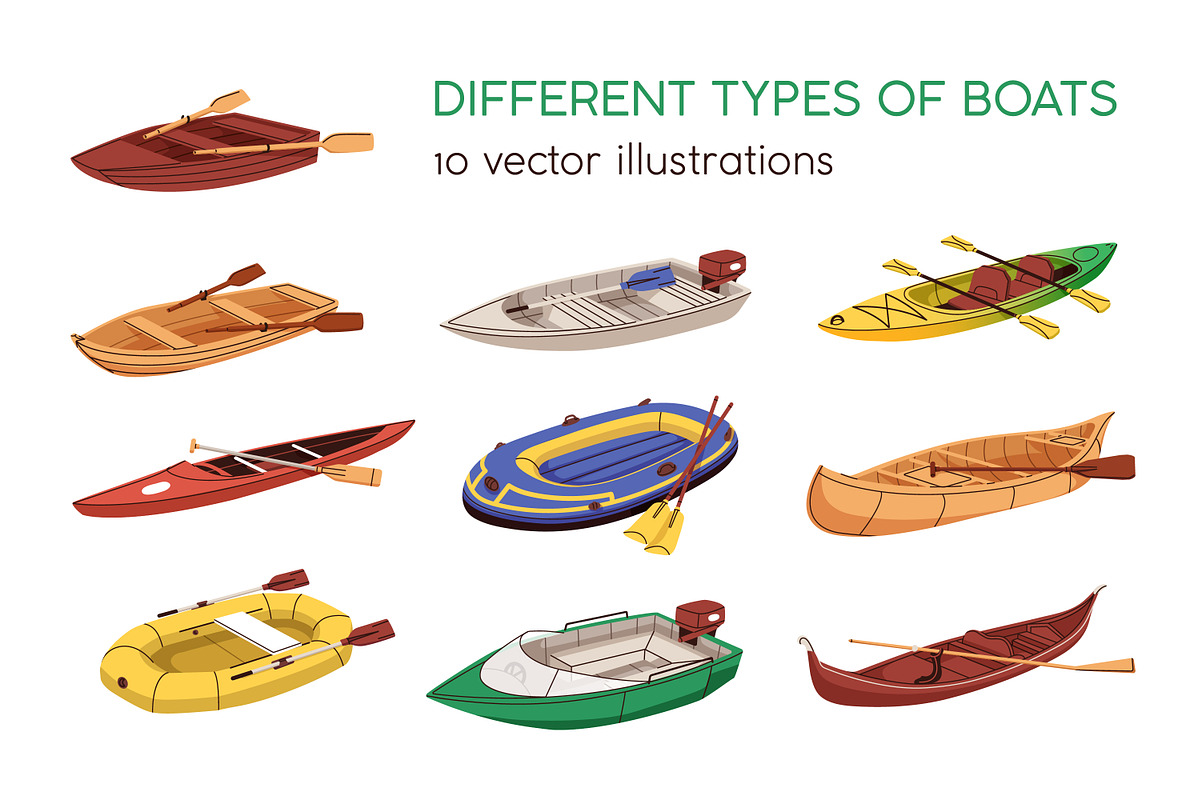 Different boats, water transport set, a Transportation Illustration by Good Studio (Photo 1 of 11)
