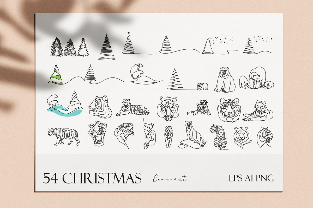 Christmas and  New Year line art, an Animal Illustration by velychko.ua (Photo 9 of 9)