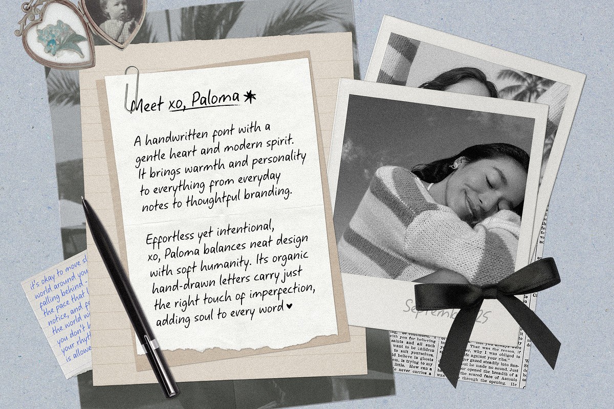 xo, Paloma - Handwritten Font Duo, a Handwritten Font by Dina Mae (Photo 2 of 13)