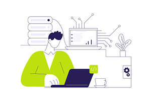 Blockchain engineer abstract concept, a Technology Illustration by Visual Generation