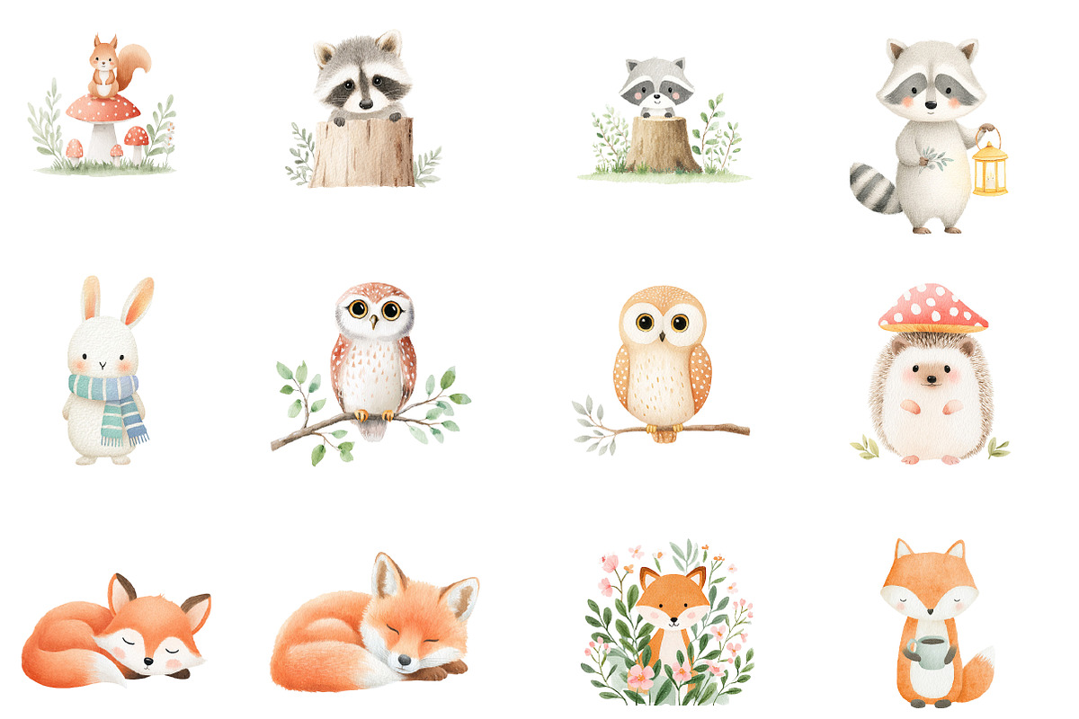 Cute Forest Animals Clipart, an Illustration by Designworld (Photo 3 of 5)
