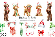 Watercolor Christmas toy poodle set, an Animal Illustration by Art and Funny (Thumbnail 1 of 6)