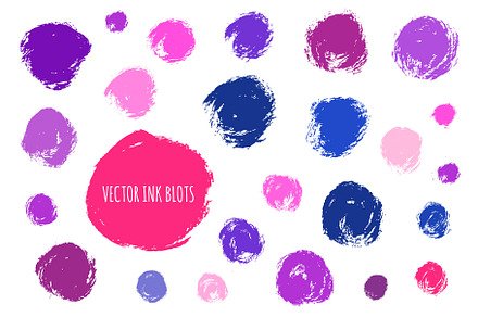 Set of ink blots and splashes