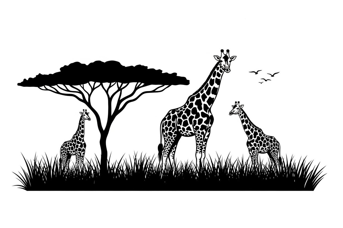 Giraffe Safari Silhouette Vector Bun, an Illustration by Designer_Momina (Photo 26 of 51)