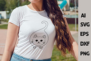 Funny Kawaii Cats Outline Clipart, an Animal Illustration by ARTify Illustrations (Thumbnail 4 of 7)
