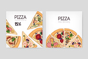 Slices of different pizza types, a Food Illustration by Good Studio (Thumbnail 8 of 19)