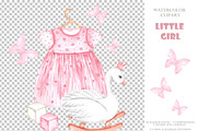 Little girl watercolor set. Nursery, a Person Illustration by SabinaWatercolorArt (Thumbnail 12 of 15)