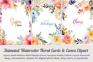 Animated Watercolor Floral Clipart