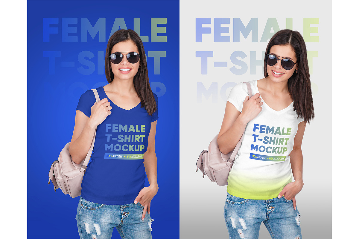 Female V-Neck T-Shirt Mockup, a Shirt Mockup by Hi, Mock-Up! (Photo 9 of 10)