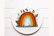 Cute Boho Retro Rainbow Clipart, a Seasonal Illustration by Designworld (Thumbnail 9 of 9)