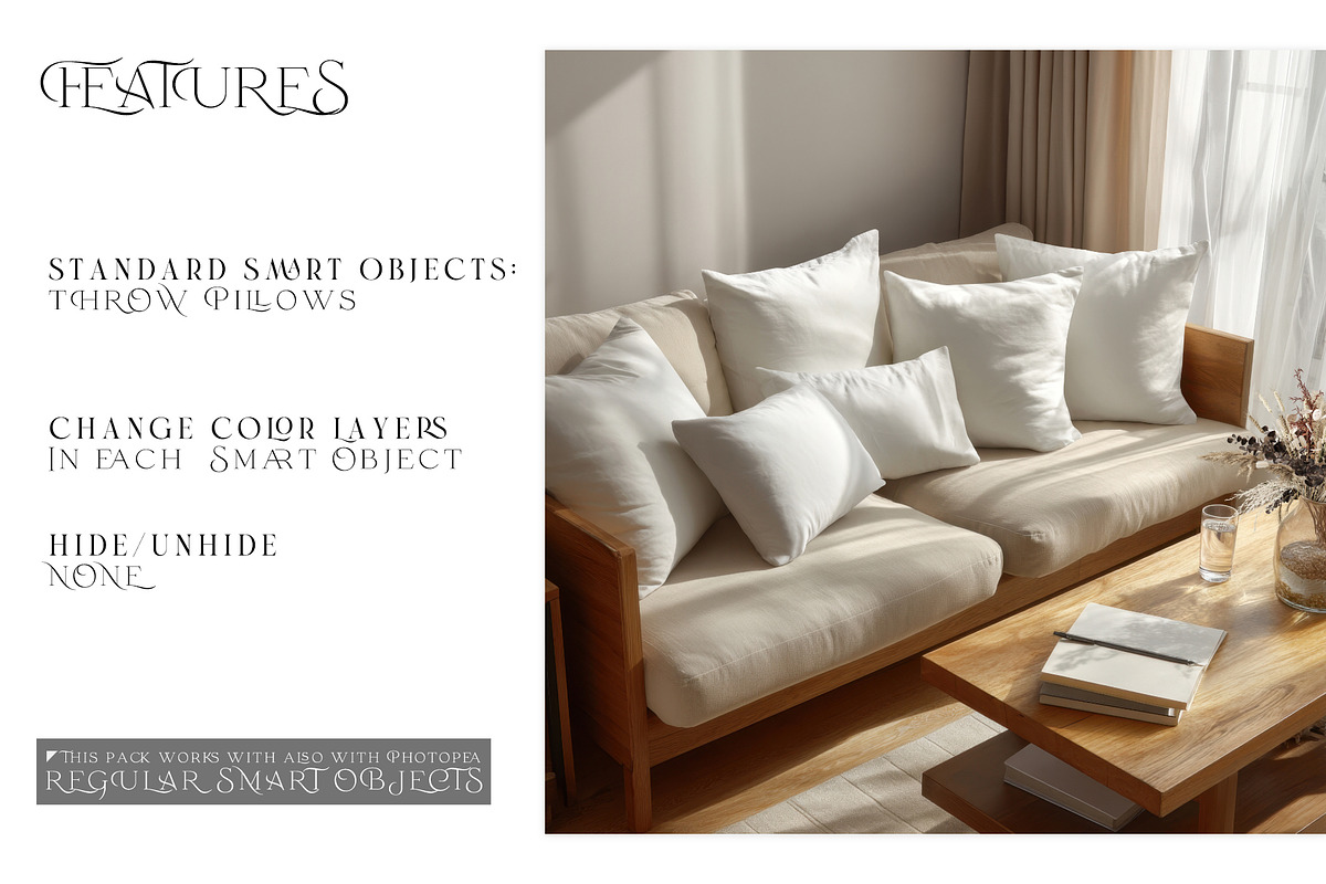 Throw Pillows with Smart Objects, a Product Mockup by mock-ups (Photo 3 of 16)