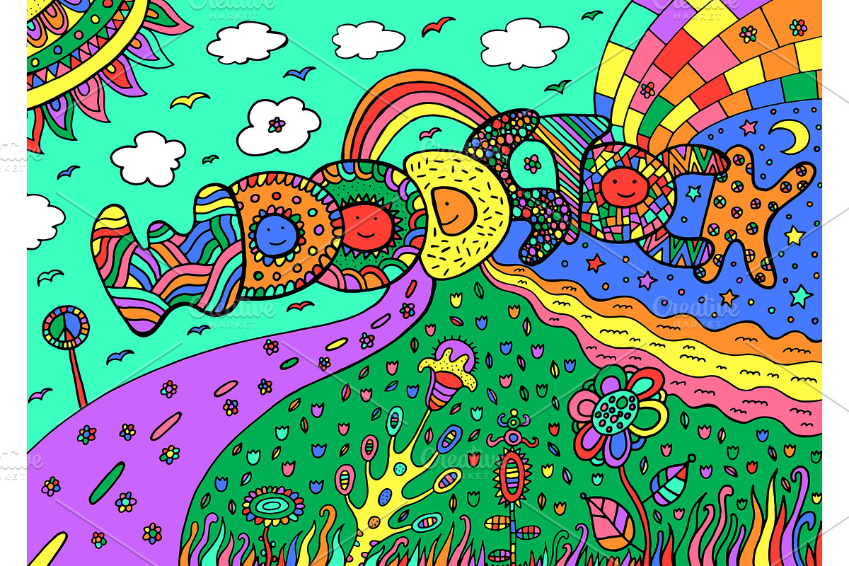 Woodstock Word - color illustration, an Illustration by DoodleArtDesigns
