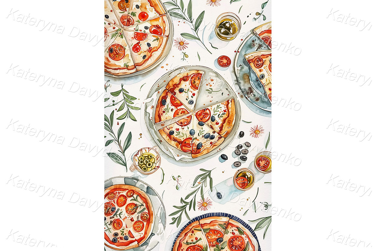 Watercolor food vertical background, a Background Graphic by Bubert Art (Photo 5 of 10)