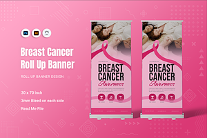 Breast Cancer Roll Up Banner, a Print Template by Fannan Studio
