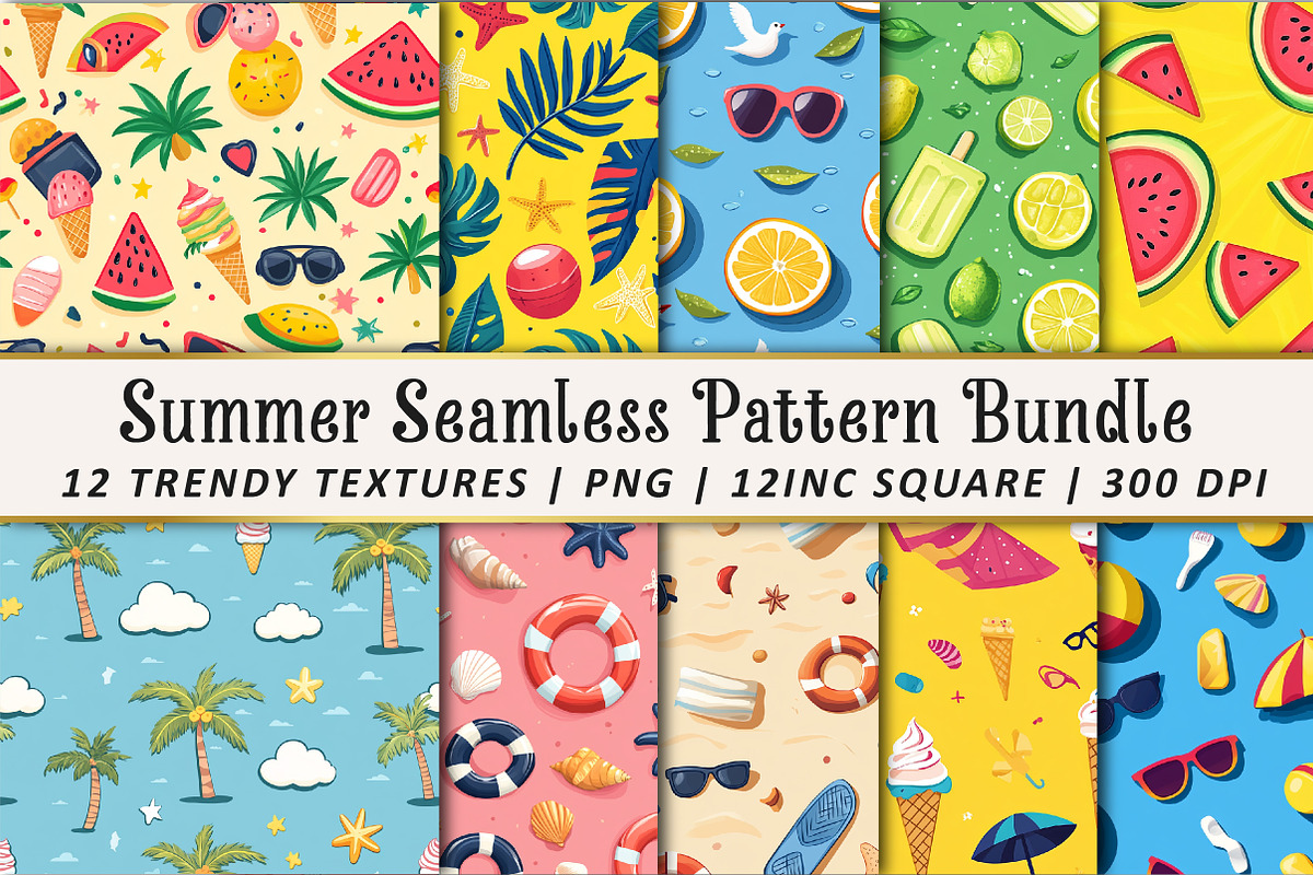 Summer Seamless Pattern Bundle, an Illustration by OK Design (Photo 1 of 3)