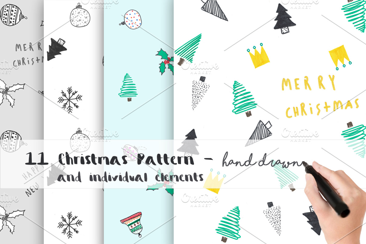 Hand Drawn Christmas Background, an Illustration by MaraquelaStudio (Photo 1 of 7)