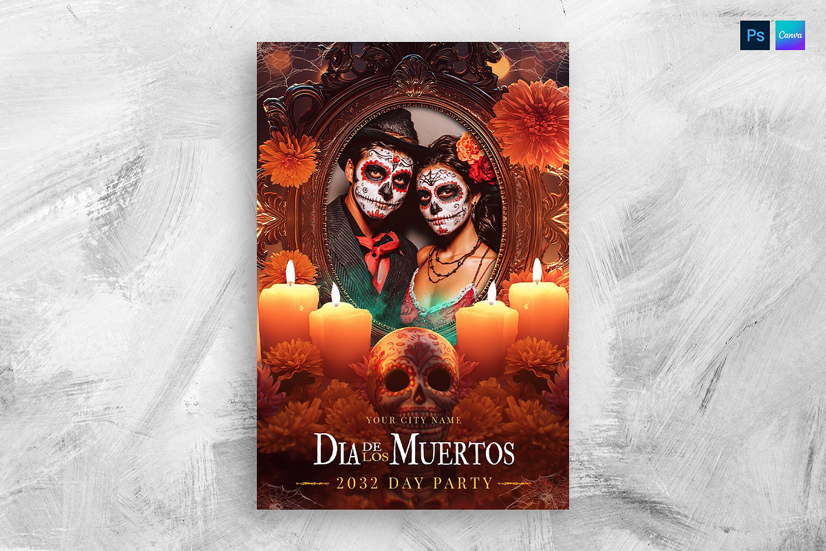 Dia De Los Muertos Flyer Template, a Flyer Template by BrandPacks (Photo 3 of 3)