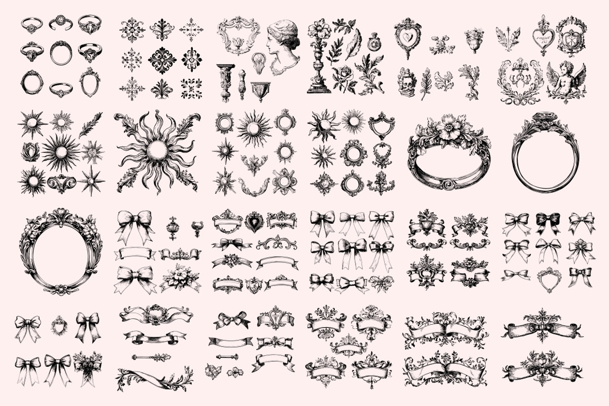 300 Baroque Wedding elements, a Decorative Illustration by Nocturnal Wolf (Photo 8 of 14)