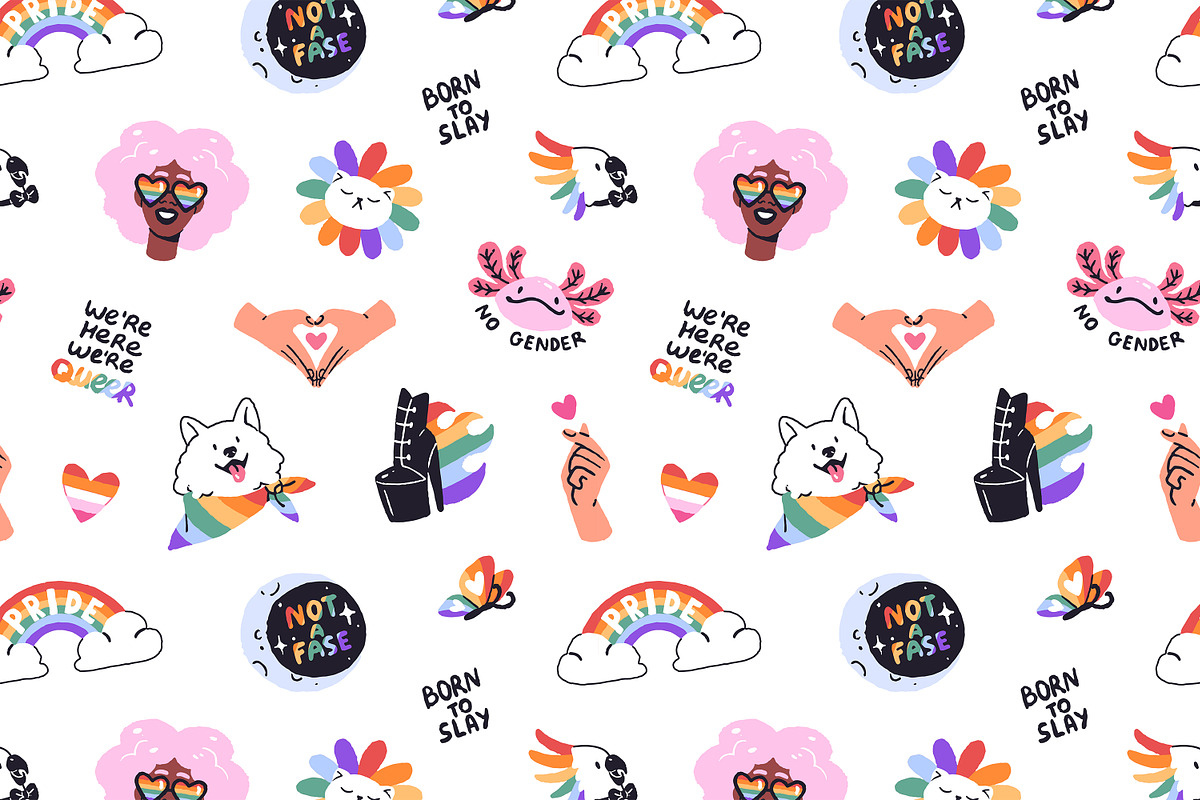 LGBTQ sticker pack set + patterns, a Graphic by PaperTrident (Photo 4 of 4)