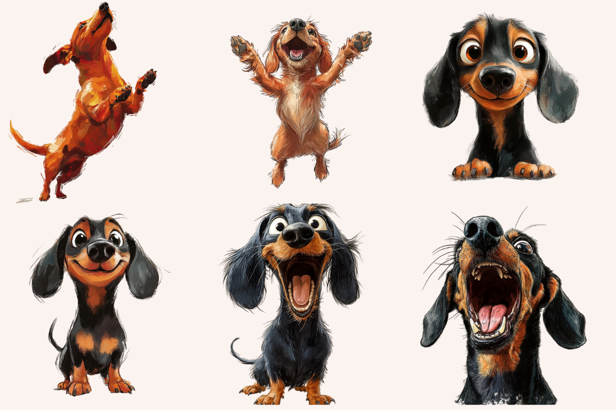 Dachshunds in Playful Poses, an Animal Illustration by PrintHaven Designs (Photo 6 of 9)