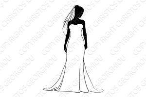 Bride Bridal Wedding Dress, an Illustration by Christos Georghiou
