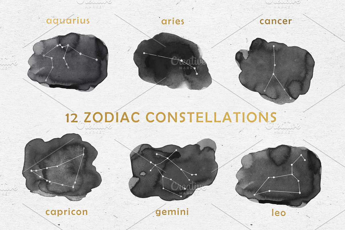 Zodiac Constellations & Moons, a Texture Illustration by Elisa Ursa (Photo 2 of 7)