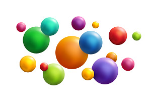 Colorful flying spheres banner, a Technology Illustration by kotoffei