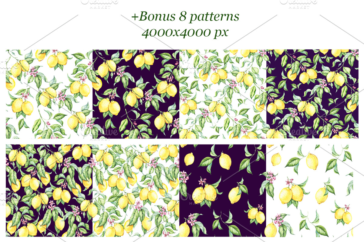 Watercolor Lemons Set, an Illustration by Imaginasty (Photo 5 of 6)