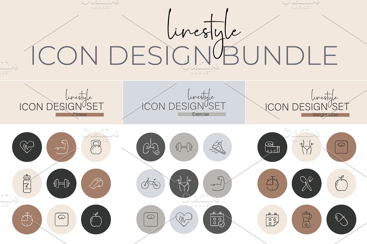 Icon Design Bundle Healthy Lifestyle, an Outline Icon by pepulousdsg