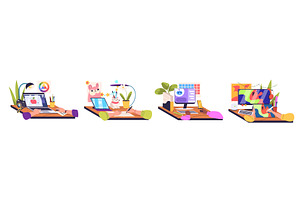 Isometric laptop workplace. Hands, an Object Illustration by Stock-Smart-Start