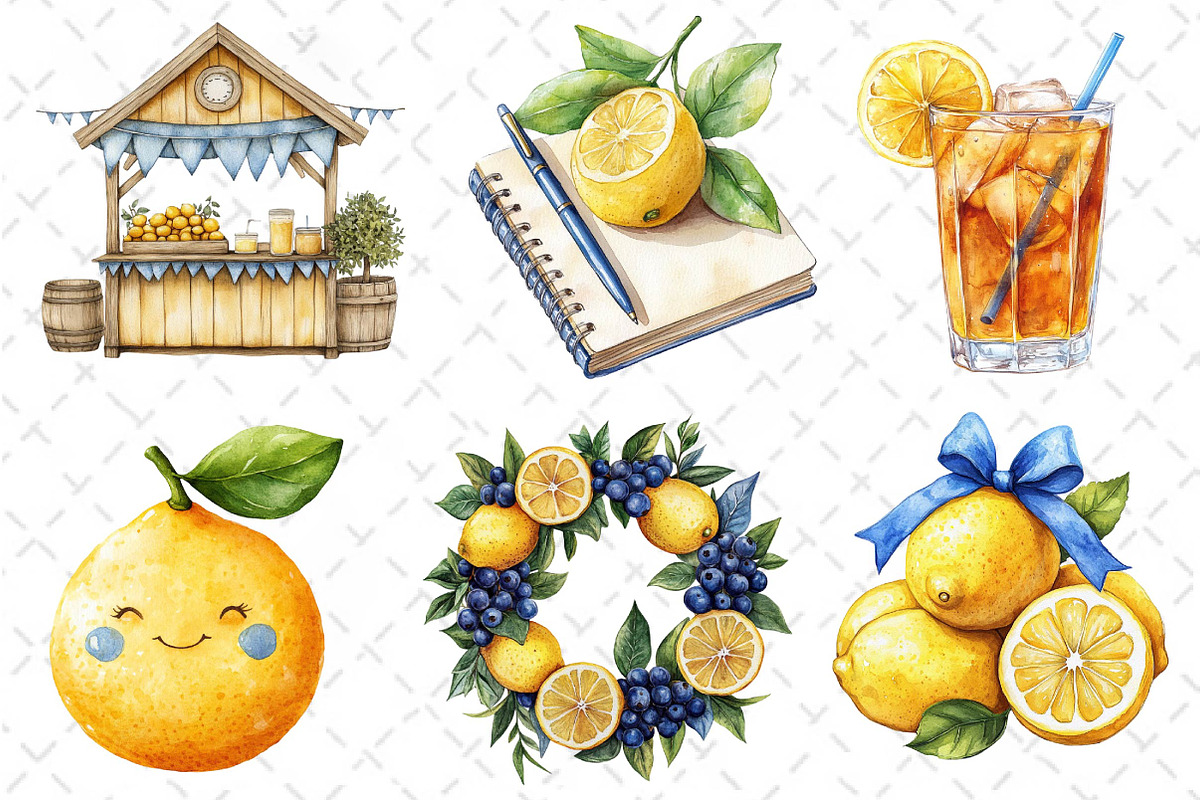 Yellow & Blue Lemon Clipart PNG, an Illustration by Dream Creation (Photo 3 of 6)