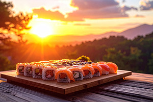 A generous board of sushi, visually stunning and mouthwatering., a Food & Drink Photo by DutchDigitalDesign